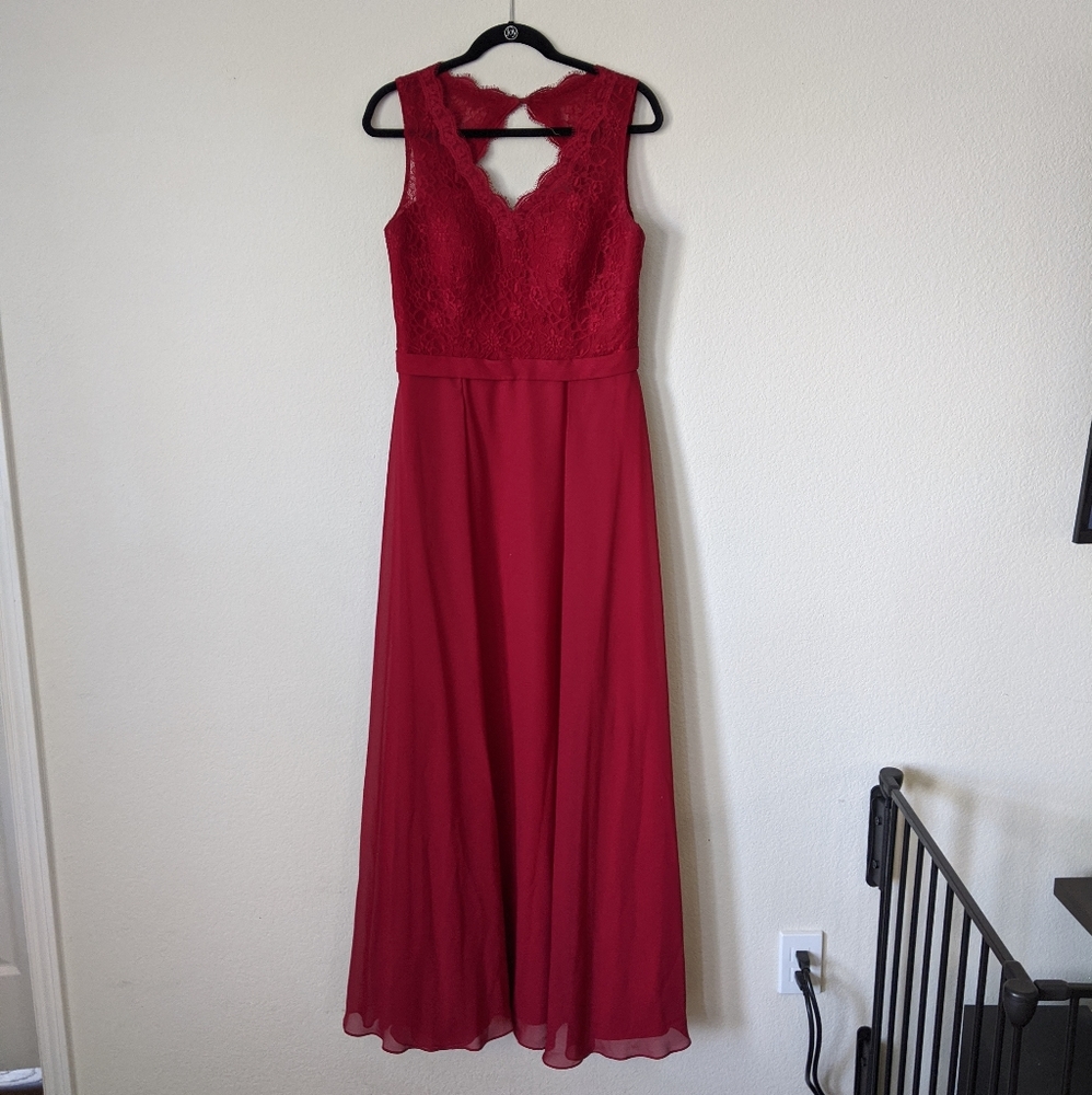 JJ'House Long Lace Bridesmaid Dress